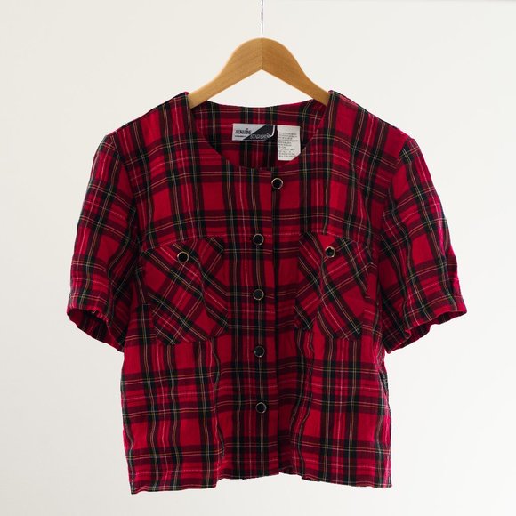 Vintage Sheer SunshineStarshine Plaid Button Shirt - Picture 1 of 6